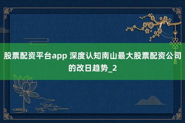 股票配资平台app 深度认知南山最大股票配资公司的改日趋势_2